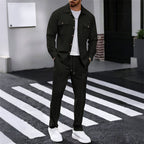 🔥 Men's Waffle Button-Up Jacket & Trousers Set – Breathable Waffle Knit. Relaxed Fit & Effortless Casual Style 👕👖