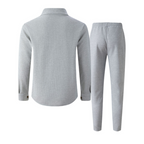 🔥 Men's Waffle Button-Up Jacket & Trousers Set – Breathable Waffle Knit. Relaxed Fit & Effortless Casual Style 👕👖