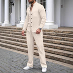 ⏳Time-Limited Special⏰Men's Casual Waffle Shirt Pants 2-Piece Set