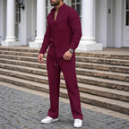 ⏳Time-Limited Special⏰Men's Casual Waffle Shirt Pants 2-Piece Set