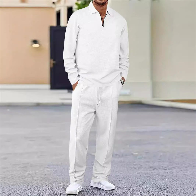 💥 Men's Waffle Knit Sweatshirt & Straight-Leg Pants Set – Cozy. Breathable & Effortlessly Stylish 👕👖