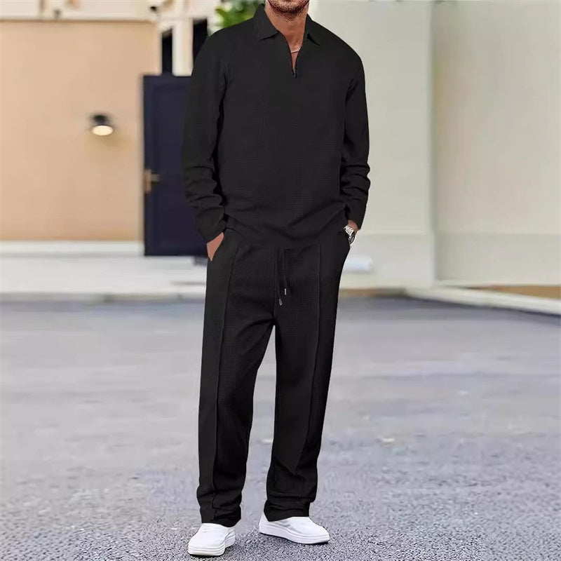 💥 Men's Waffle Knit Sweatshirt & Straight-Leg Pants Set – Cozy. Breathable & Effortlessly Stylish 👕👖