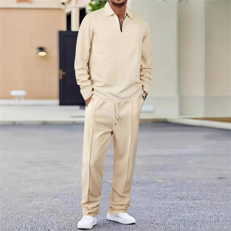 💥 Men's Waffle Knit Sweatshirt & Straight-Leg Pants Set – Cozy. Breathable & Effortlessly Stylish 👕👖