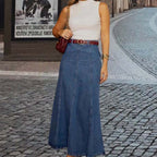 👗40% OFF NOW! ✨ Women's High-Waist A-Line Denim Maxi Skirt – Flattering Fit. Stretchy Comfort & Versatile Style 👖