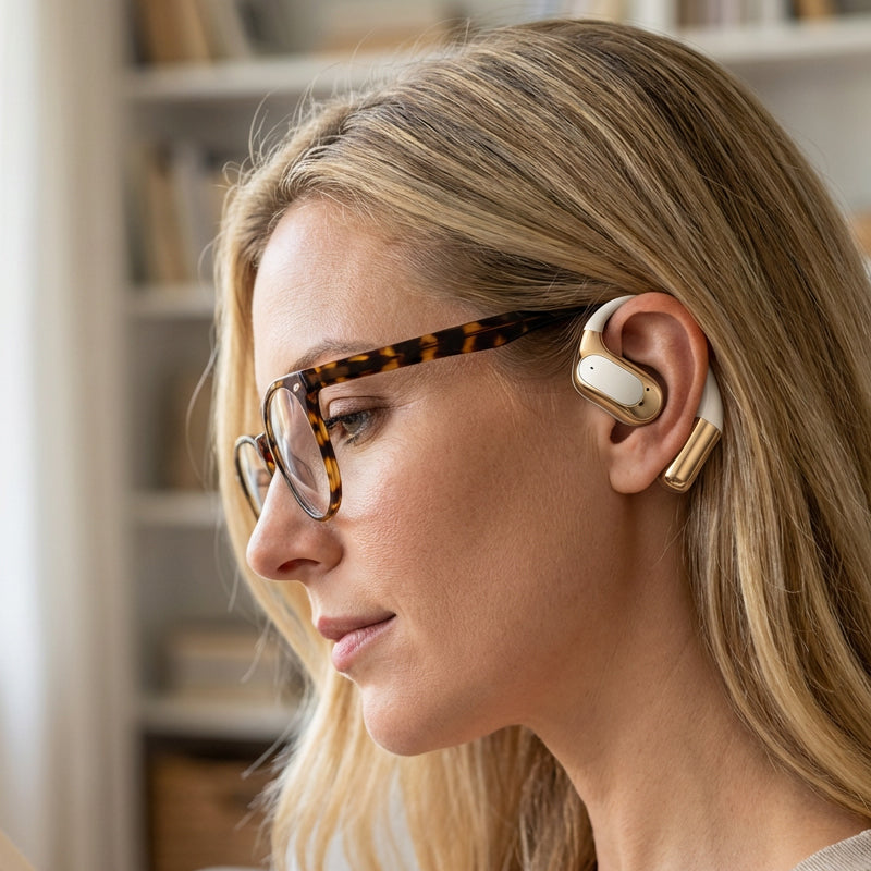 🎁 57% OFF! 🌀 Wireless Open-Ear Headphones – Air Conduction Tech. 72H Playtime & AI Noise-Canceling Calls 🎧✨