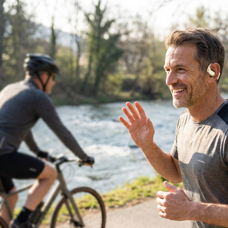 🎁 57% OFF! 🌀 Wireless Open-Ear Headphones – Air Conduction Tech. 72H Playtime & AI Noise-Canceling Calls 🎧✨
