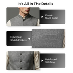 Men's Herringbone Waistcoat with Stand Collar