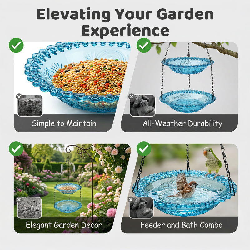 💞50K+ SOLD!🐦🌧️Vintage-Style Bird Feeder with Bath – Hangs anywhere. easy to fill. Attracts robins & blue tits. Perfect for nature lovers. 🏡✨