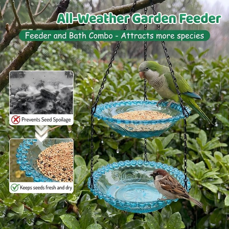 💞50K+ SOLD!🐦🌧️Vintage-Style Bird Feeder with Bath – Hangs anywhere. easy to fill. Attracts robins & blue tits. Perfect for nature lovers. 🏡✨