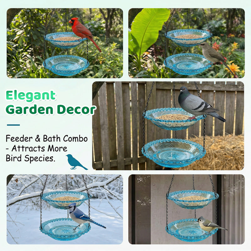 💞50K+ SOLD!🐦🌧️Vintage-Style Bird Feeder with Bath – Hangs anywhere. easy to fill. Attracts robins & blue tits. Perfect for nature lovers. 🏡✨