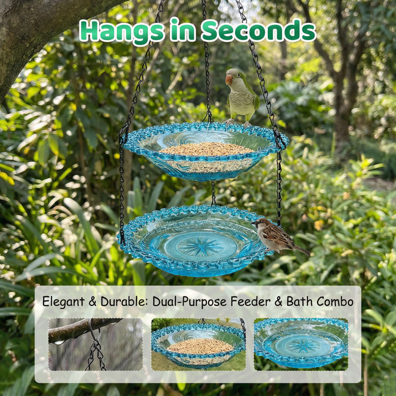 💞50K+ SOLD!🐦🌧️Vintage-Style Bird Feeder with Bath – Hangs anywhere. easy to fill. Attracts robins & blue tits. Perfect for nature lovers. 🏡✨