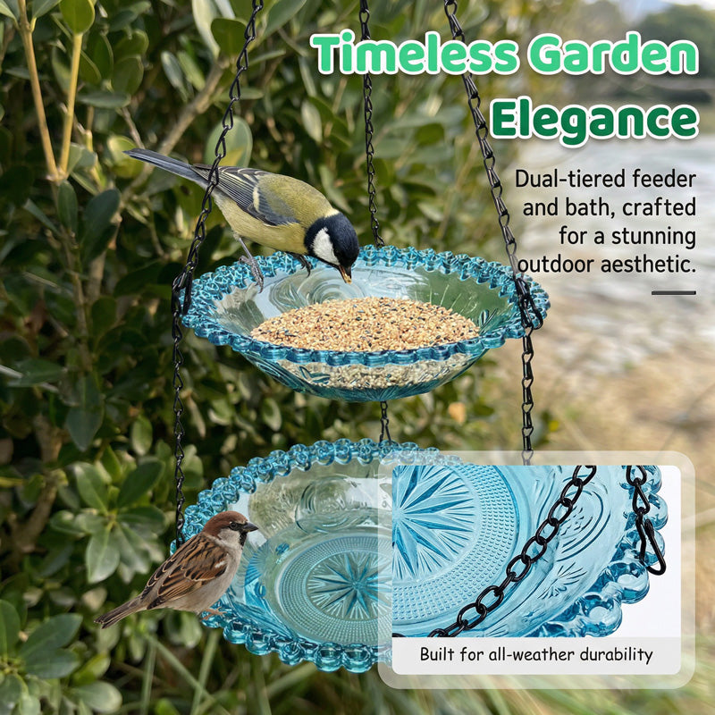 💞50K+ SOLD!🐦🌧️Vintage-Style Bird Feeder with Bath – Hangs anywhere. easy to fill. Attracts robins & blue tits. Perfect for nature lovers. 🏡✨