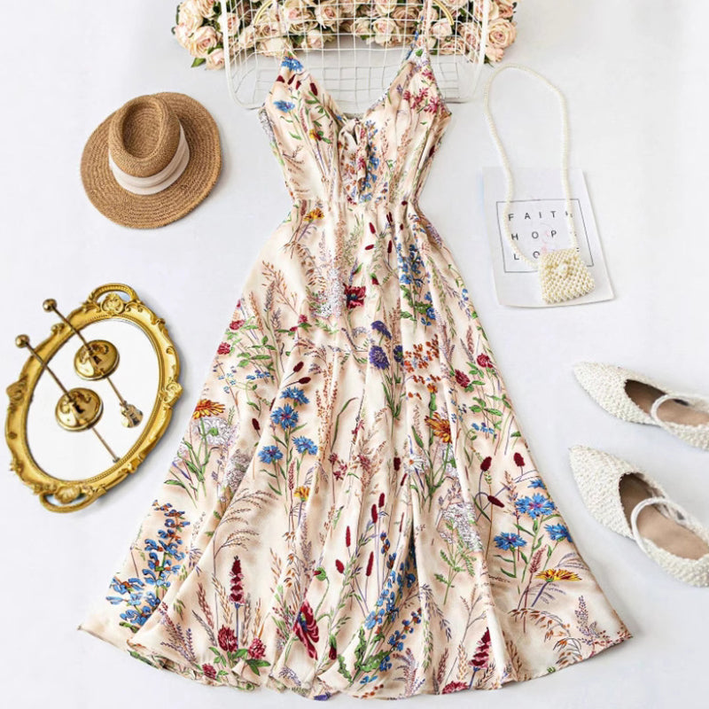 👗New arrival 40% OFF!🥰Plus Size Floral Print Spaghetti Strap Midi Dress