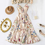 👗New arrival 40% OFF!🥰Plus Size Floral Print Spaghetti Strap Midi Dress