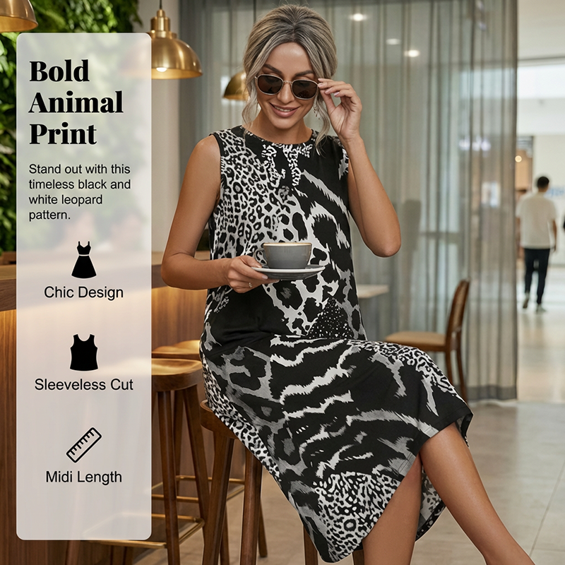 🥳2026 HOT SALE🥳💞50K+ SOLD!🎀🌙 50% OFF! Leopard Print Casual Dress – Sleeveless & flowy. no restriction. Soft fabric drapes beautifully. Dress up or down effortlessly. Your new favourite. 🕊️💕