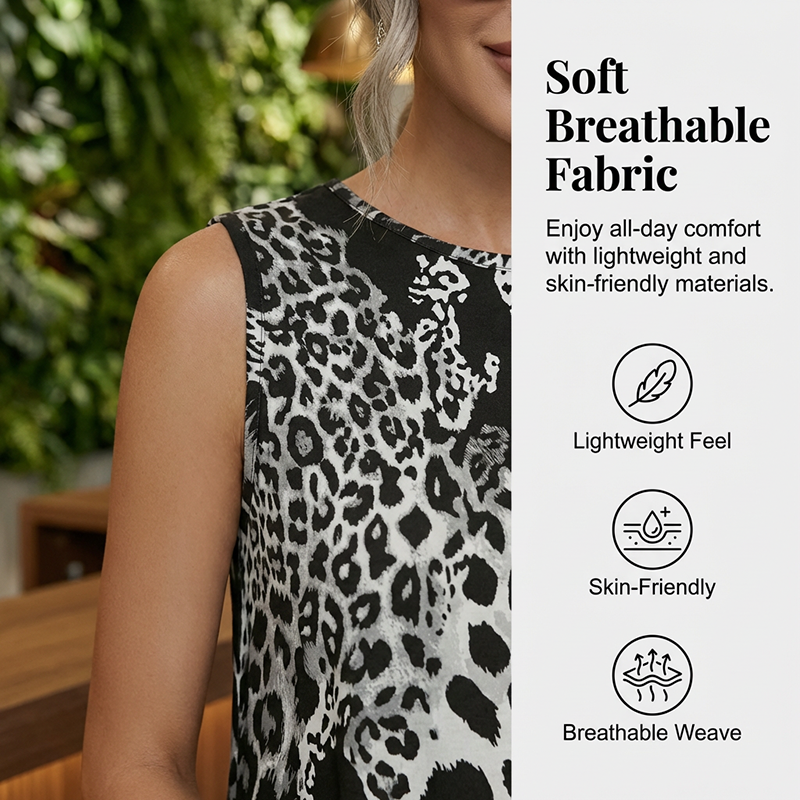🥳2026 HOT SALE🥳💞50K+ SOLD!🎀🌙 50% OFF! Leopard Print Casual Dress – Sleeveless & flowy. no restriction. Soft fabric drapes beautifully. Dress up or down effortlessly. Your new favourite. 🕊️💕