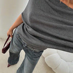 👚 Women's Asymmetrical Off-Shoulder Batwing Top – Chic Drama & Soft Comfort 🦇✨