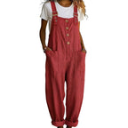 Women's Casual Loose Fit Button-Front Overalls