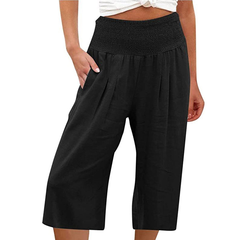 👖 Women's Lightweight Elastic Waist Crop Pants (S-3XL) – Comfortable. Flowy & Perfect for Casual Summer Outfits ✨🌿