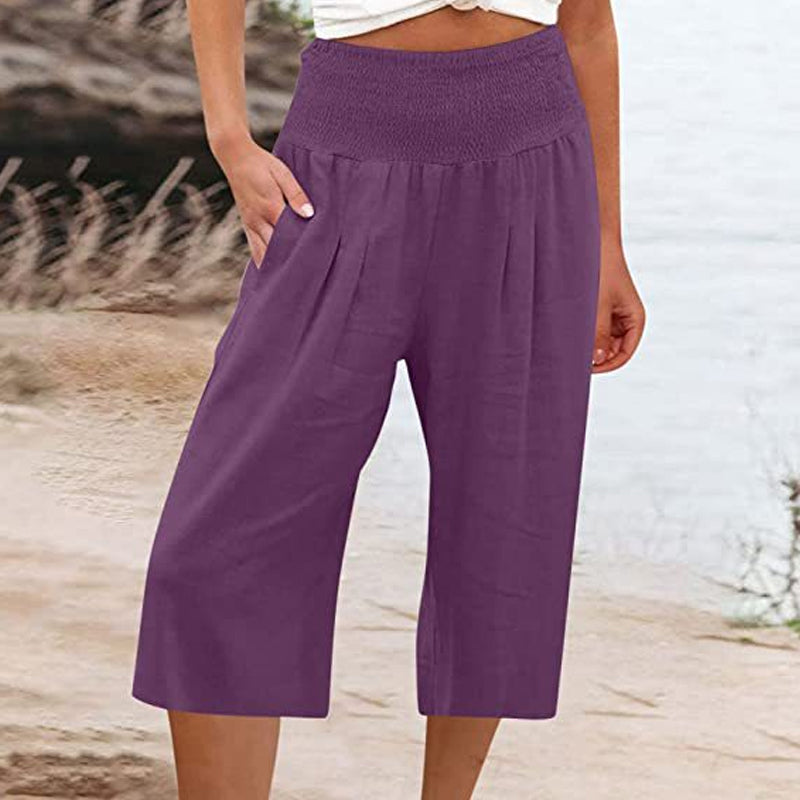 👖 Women's Lightweight Elastic Waist Crop Pants (S-3XL) – Comfortable. Flowy & Perfect for Casual Summer Outfits ✨🌿