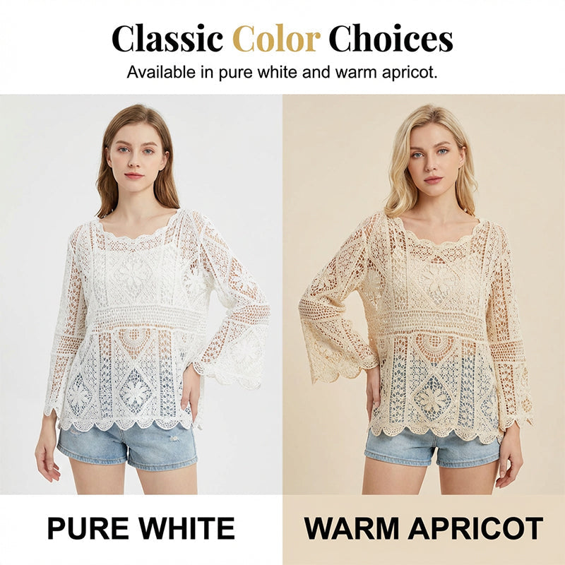 👚 60% OFF NOW! 🌸 Women's Vintage-Inspired Lace Cover-Up Blouse – Delicate Lace. Flowy Fit & Perfect for Layering or a Romantic Look ✨