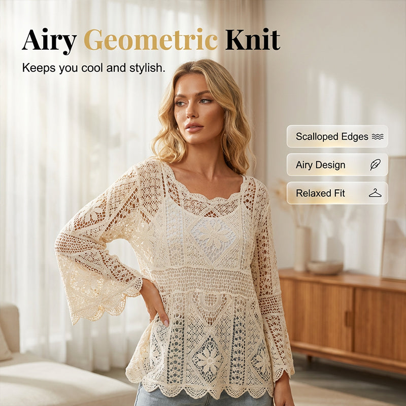 👚 60% OFF NOW! 🌸 Women's Vintage-Inspired Lace Cover-Up Blouse – Delicate Lace. Flowy Fit & Perfect for Layering or a Romantic Look ✨