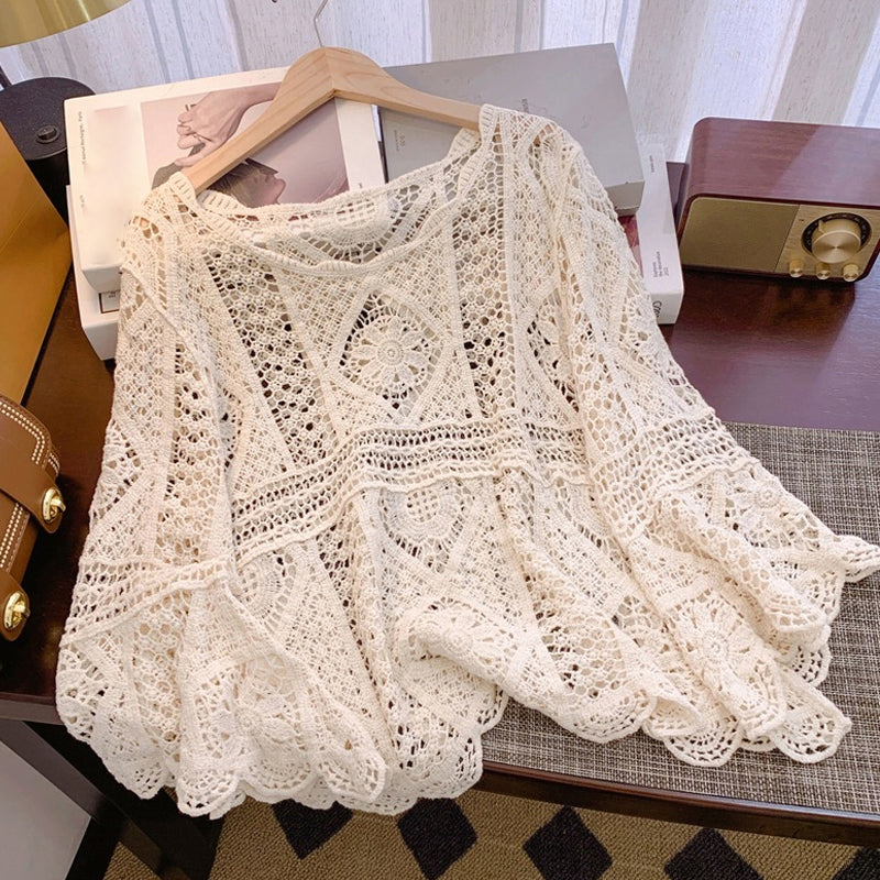 👚 60% OFF NOW! 🌸 Women's Vintage-Inspired Lace Cover-Up Blouse – Delicate Lace. Flowy Fit & Perfect for Layering or a Romantic Look ✨