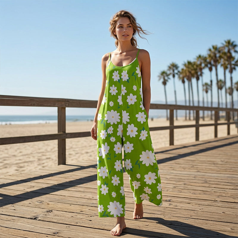 ✨Summer Hot Sale 40% OFF ！！ ⏰Women's Floral Print Wide Leg Jumpsuit 💐