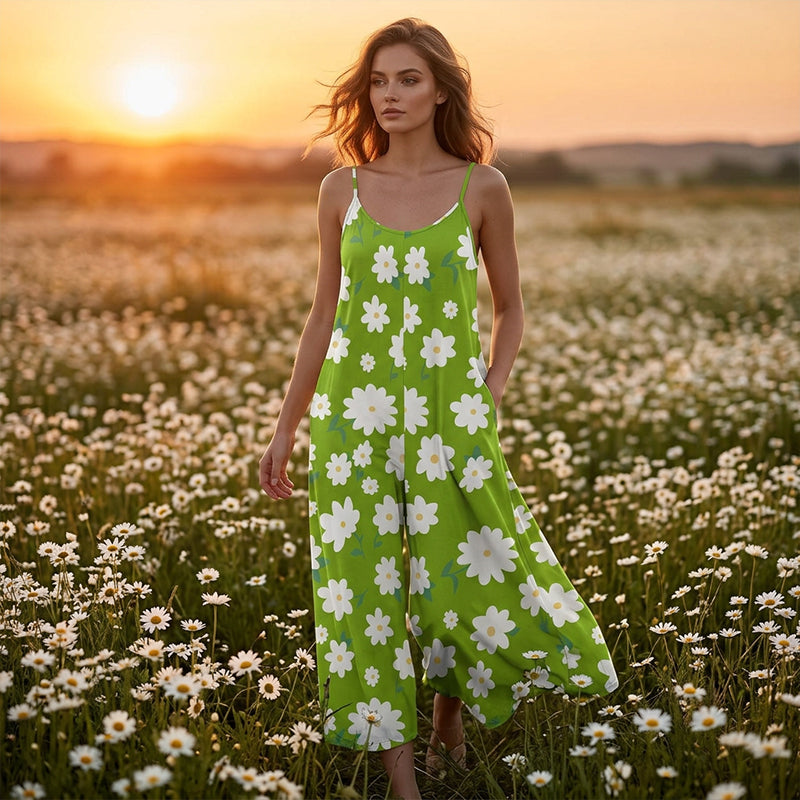 ✨Summer Hot Sale 40% OFF ！！ ⏰Women's Floral Print Wide Leg Jumpsuit 💐