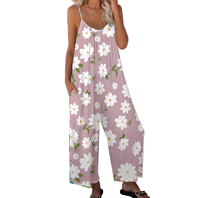 ✨Summer Hot Sale 40% OFF ！！ ⏰Women's Floral Print Wide Leg Jumpsuit 💐