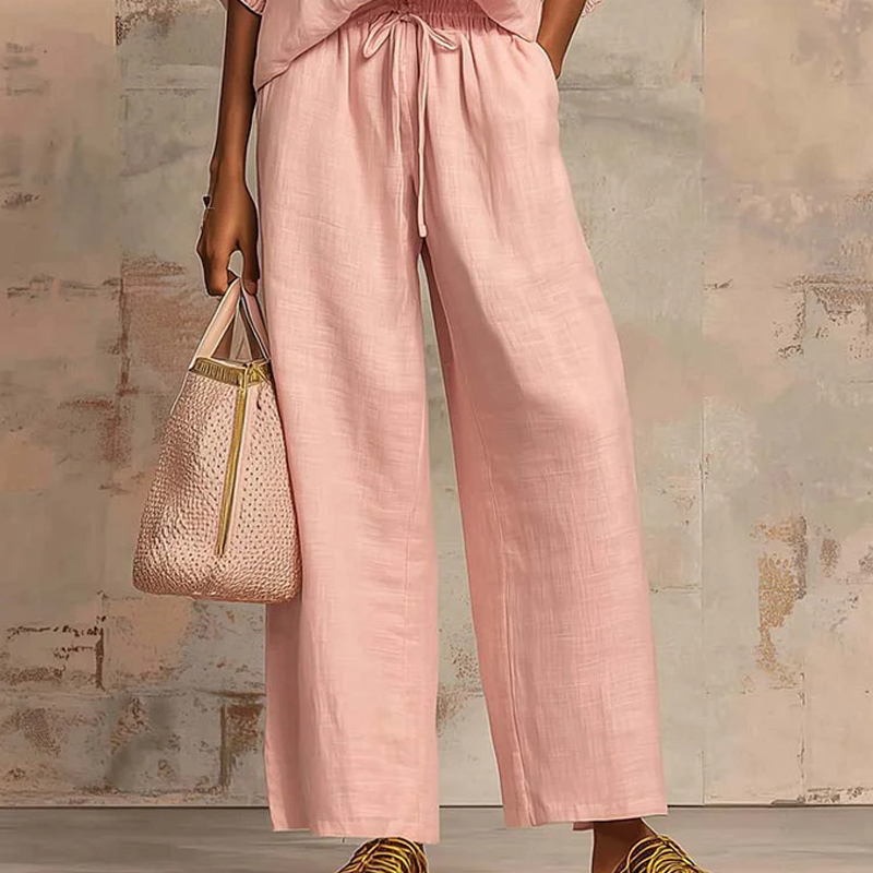 👚 40% OFF! 👖 Women's Solid Color 2-Piece Tracksuit – Puff Sleeve. Wide Leg. Zipper Detail ✨