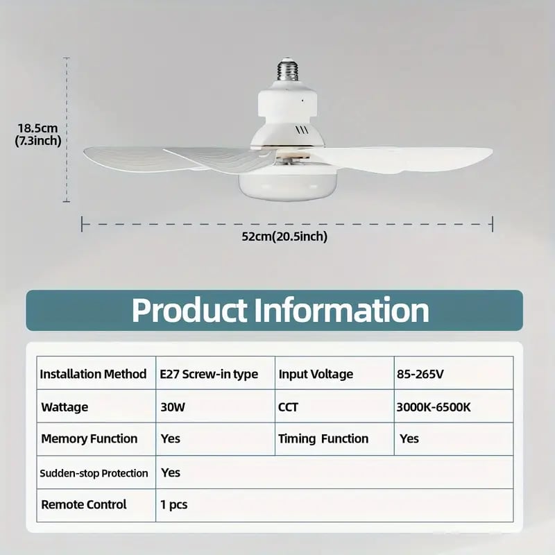 ⏳LAST DAY SALE 50% OFF🔥40W LED Ceiling Fan Light – 20.5 Ultra-Quiet with Remote 🎯 | E27 + FREE B22 Adapter 🔌 | For Bedroom 😴. Kitchen 👩‍🍳 & Garage 🛠️