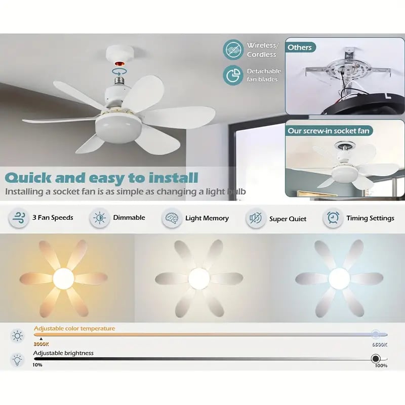 ⏳LAST DAY SALE 50% OFF🔥40W LED Ceiling Fan Light – 20.5 Ultra-Quiet with Remote 🎯 | E27 + FREE B22 Adapter 🔌 | For Bedroom 😴. Kitchen 👩‍🍳 & Garage 🛠️