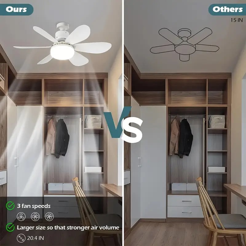 ⏳LAST DAY SALE 50% OFF🔥40W LED Ceiling Fan Light – 20.5 Ultra-Quiet with Remote 🎯 | E27 + FREE B22 Adapter 🔌 | For Bedroom 😴. Kitchen 👩‍🍳 & Garage 🛠️