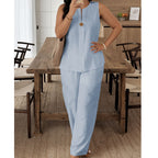 Minimalist Sleeveless Top & Wide-Leg Pants