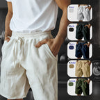 (S-3XL)🌿Men's Elastic Drawstring Solid Cotton Linen Shorts