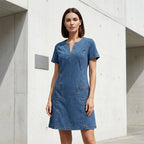 👗 40% OFF NOW!✨ Women's Denim Dress – V-Neck & Short Sleeve – Casual Summer Style – Comfortable & Versatile Jean Dress 👖