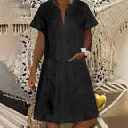 👗 40% OFF NOW!✨ Women's Denim Dress – V-Neck & Short Sleeve – Casual Summer Style – Comfortable & Versatile Jean Dress 👖