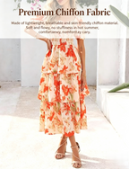 🌸 A summer dream – Chiffon maxi dress with a floral print and ruffles – short-sleeved with a round neckline👗