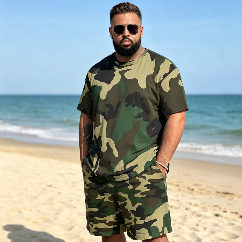 🌿40% OFF！🌲Men's Camouflage Print T-Shirt & Shorts Set