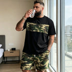 🌿40% OFF！🌲Men's Camouflage Print T-Shirt & Shorts Set