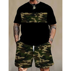 🌿40% OFF！🌲Men's Camouflage Print T-Shirt & Shorts Set
