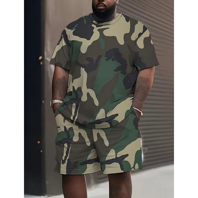 🌿40% OFF！🌲Men's Camouflage Print T-Shirt & Shorts Set