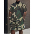 🌿40% OFF！🌲Men's Camouflage Print T-Shirt & Shorts Set