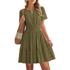 ⏳Limited-time 50% off⏰Women's Short Sleeve Tiered Mini Dress👗