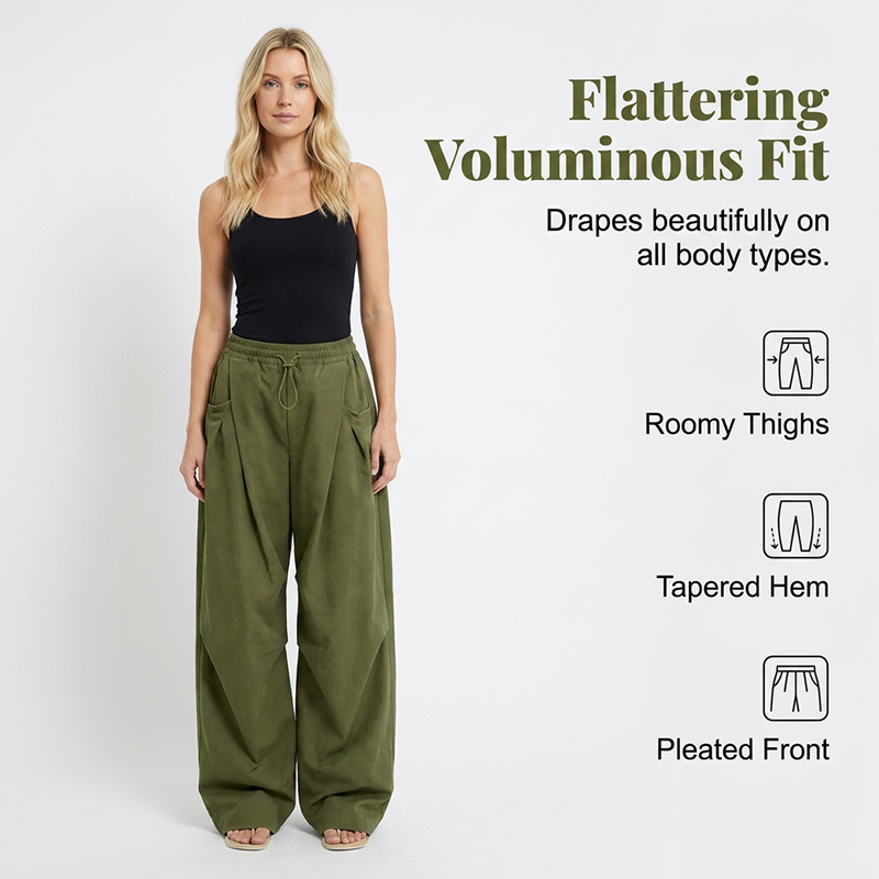 👖 50% OFF NOW! 🏆 Voluminous Pleated Lantern Trousers – Flowy. elegant & wide-leg – perfect for a chic summer look or formal occasion ✨