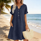 🏖️50% OFF!👗Women's V-Neck Tunic Dress – Relaxed Fit. Pockets & Breathable