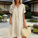 🏖️50% OFF!👗Women's V-Neck Tunic Dress – Relaxed Fit. Pockets & Breathable