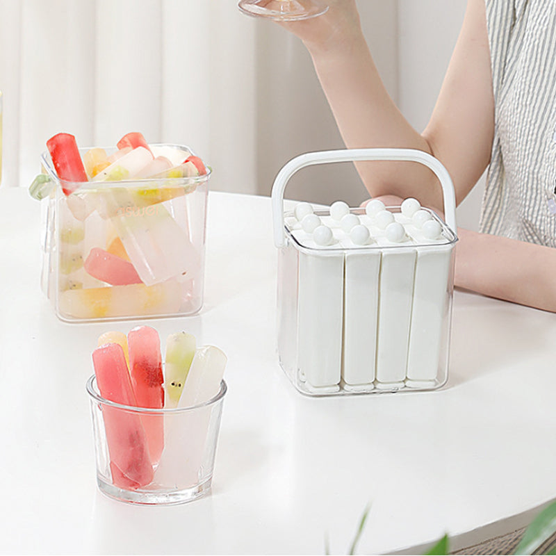 Silicone Ice Stick Tray Set – Easy Release Slim Ice Cubes with Storage Bin