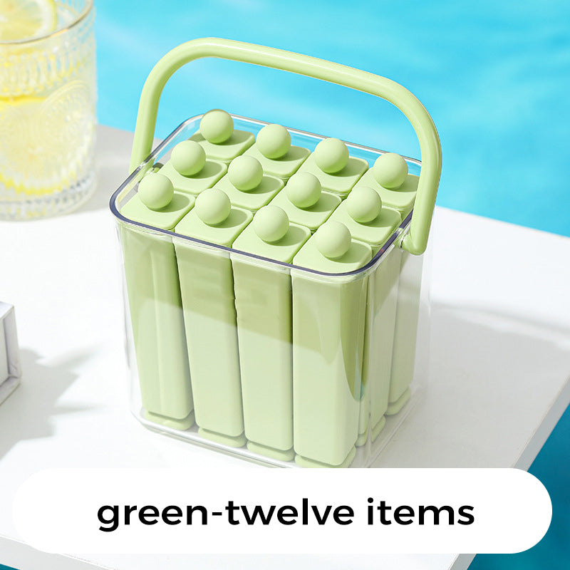Silicone Ice Stick Tray Set – Easy Release Slim Ice Cubes with Storage Bin